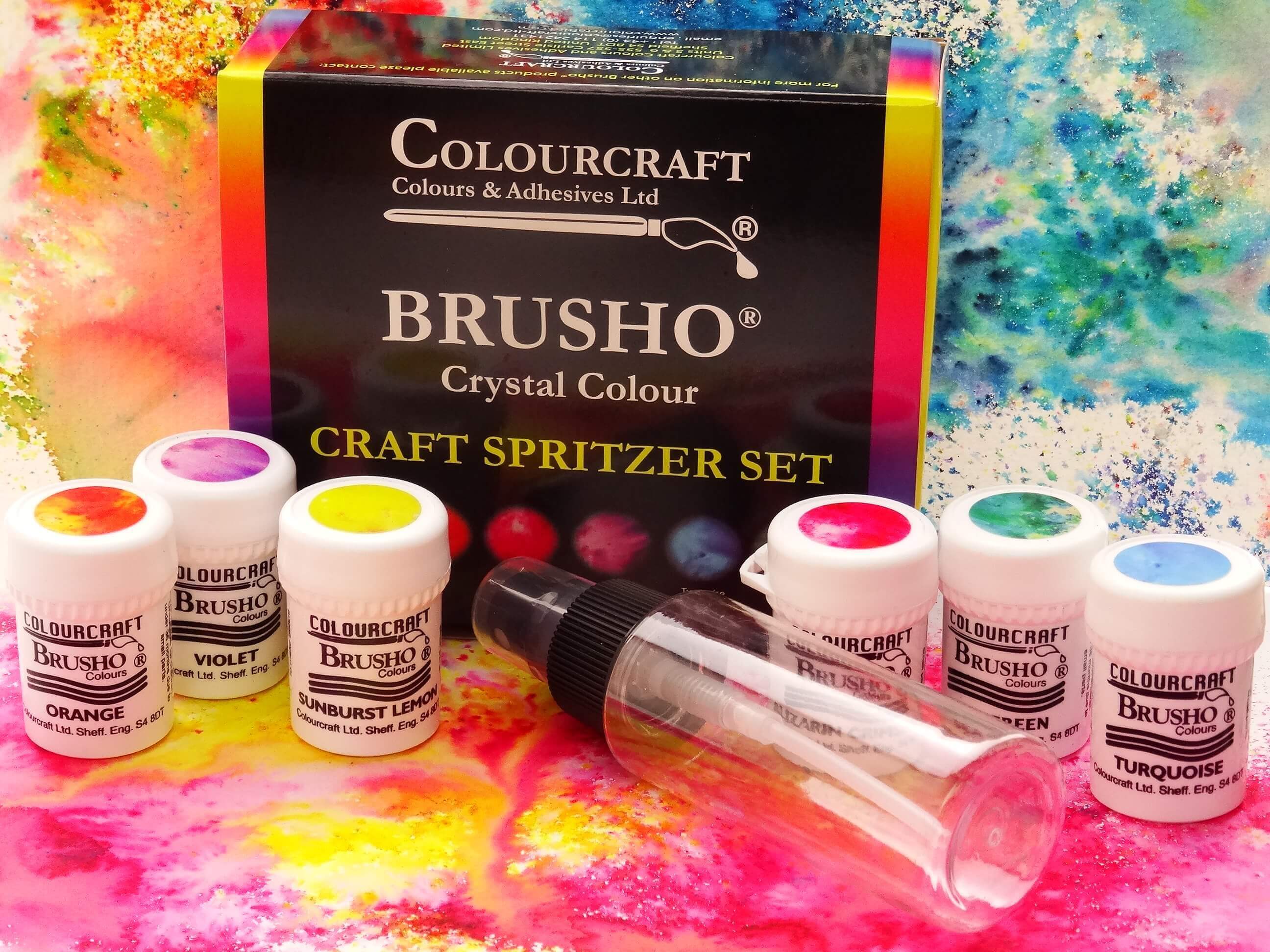 Brusho Fixed Assortment Craft Spritzer Set - 6 x 15g